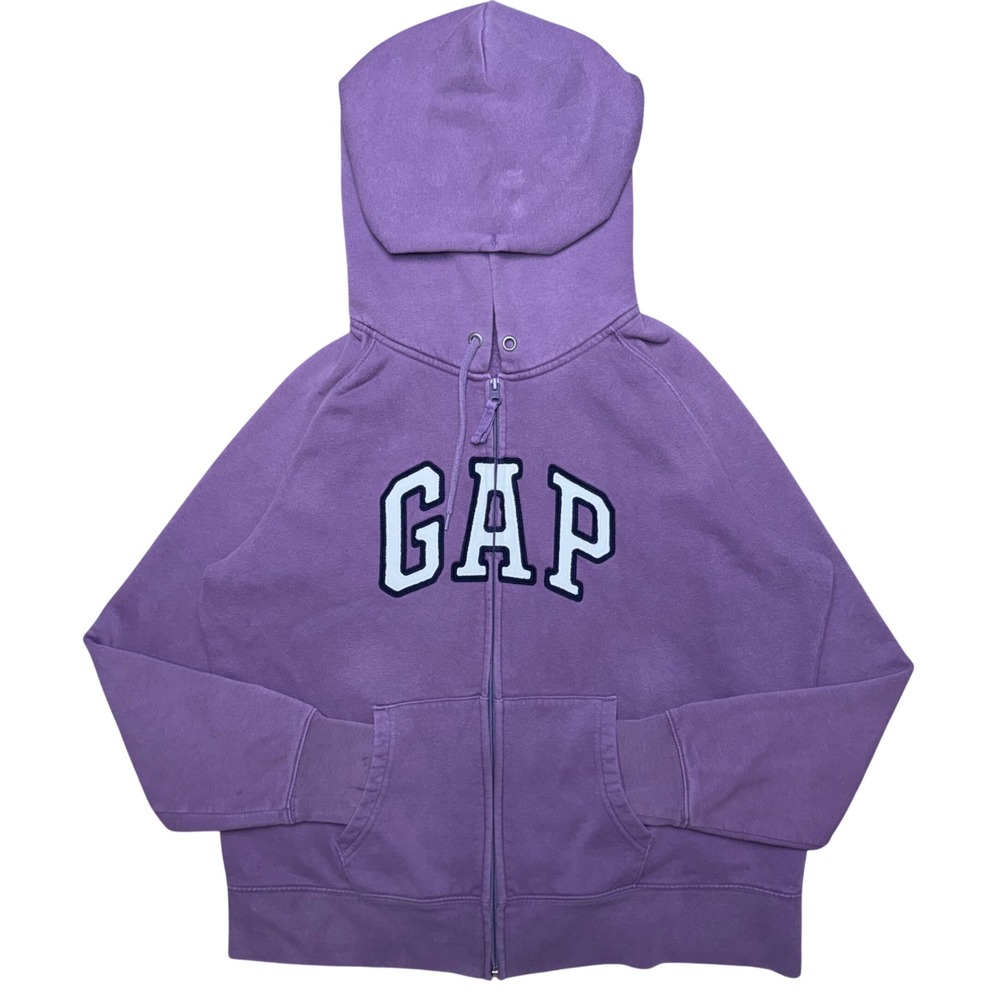 Gap Zip Hoodie Logo Fleece Sweatshirt Purple Y2K Soft Girl Athleisure Vintage L
